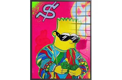 Tableau acrylique Bart Simpson Dollars noir