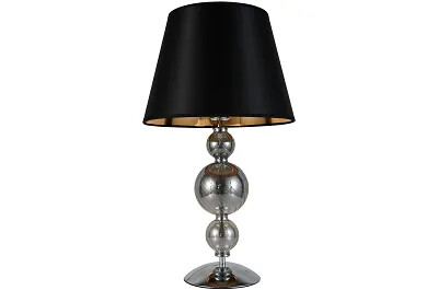 15190 - 166767 - Lampe de table en tissu noir et doré et métal chromé