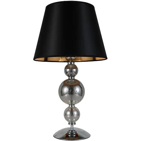 Lampe de table en tissu noir et doré et métal chromé H67