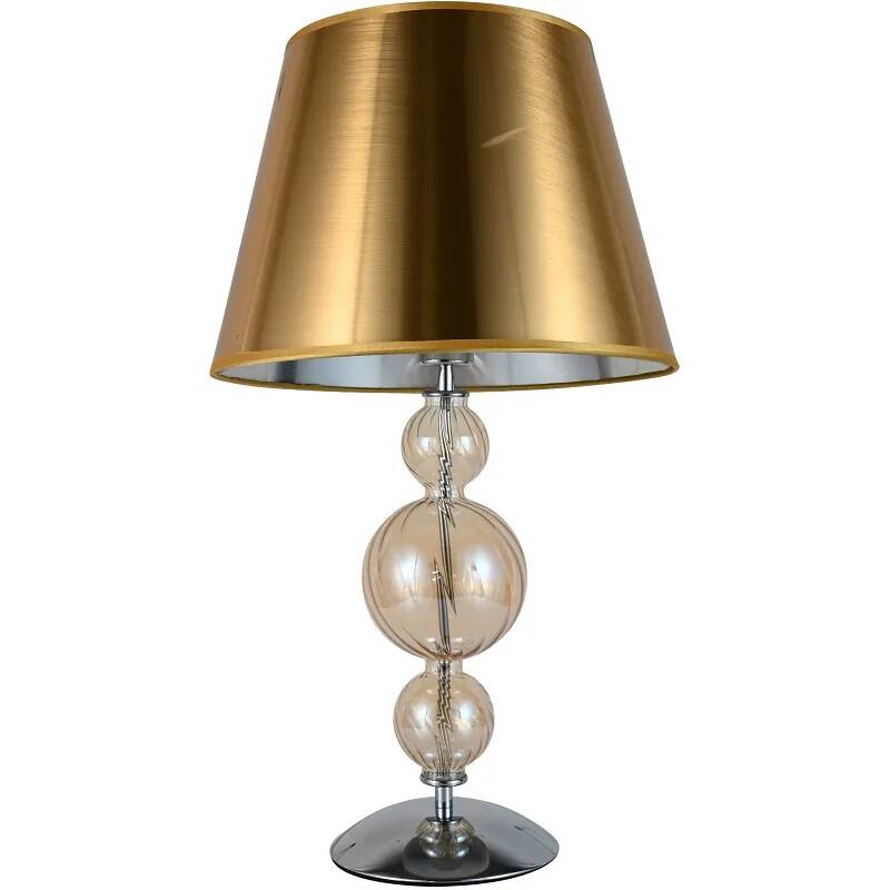 Lampe de table en tissu doré et métal chromé