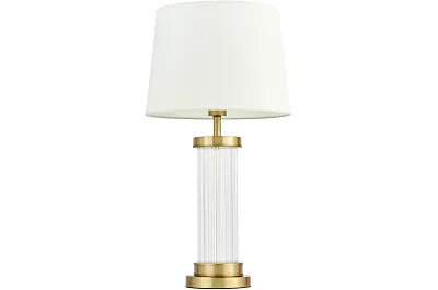 15197 - 166819 - Lampe de table en tissu blanc et métal doré H68