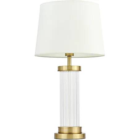 Lampe de table en tissu blanc et métal doré H68