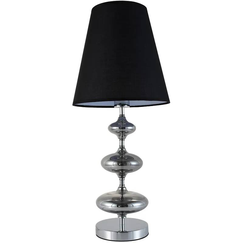 Lampe de table en tissu noir et métal chromé H65
