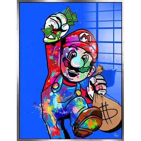 Tableau acrylique Super Mario argent antique