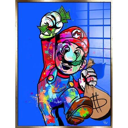 Tableau acrylique Super Mario doré antique