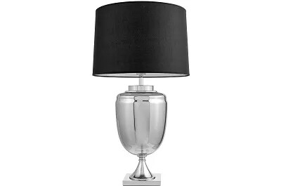 15220 - 166984 - Lampe de table en tissu noir et métal chromé H80