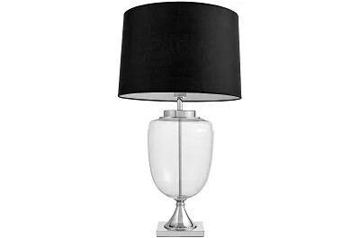 15221 - 166994 - Lampe de table en tissu noir et métal chromé H80