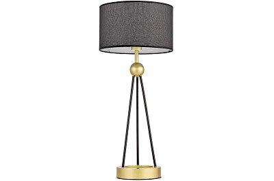 15222 - 167004 - Lampe de table en tissu noir et métal noir et doré H70