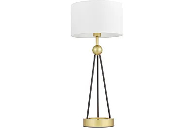 15227 - 167039 - Lampe de table en tissu blanc et métal noir et doré H70