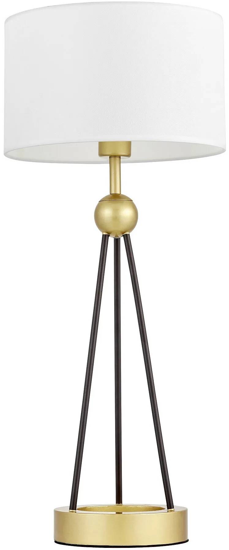 Lampe de table en tissu blanc et métal noir et doré