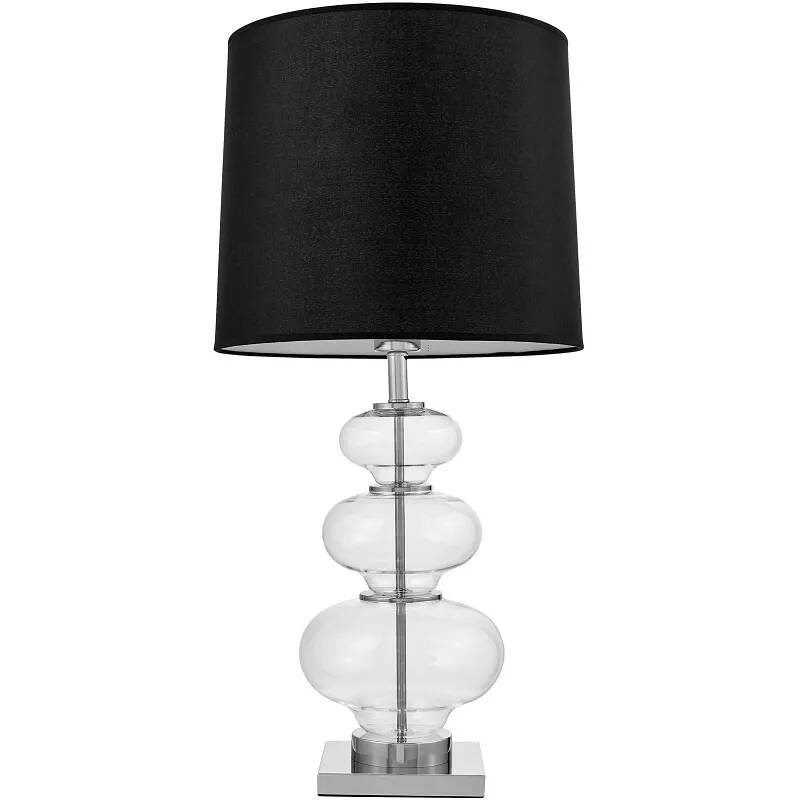 Lampe de table en tissu noir et verre transparent H71