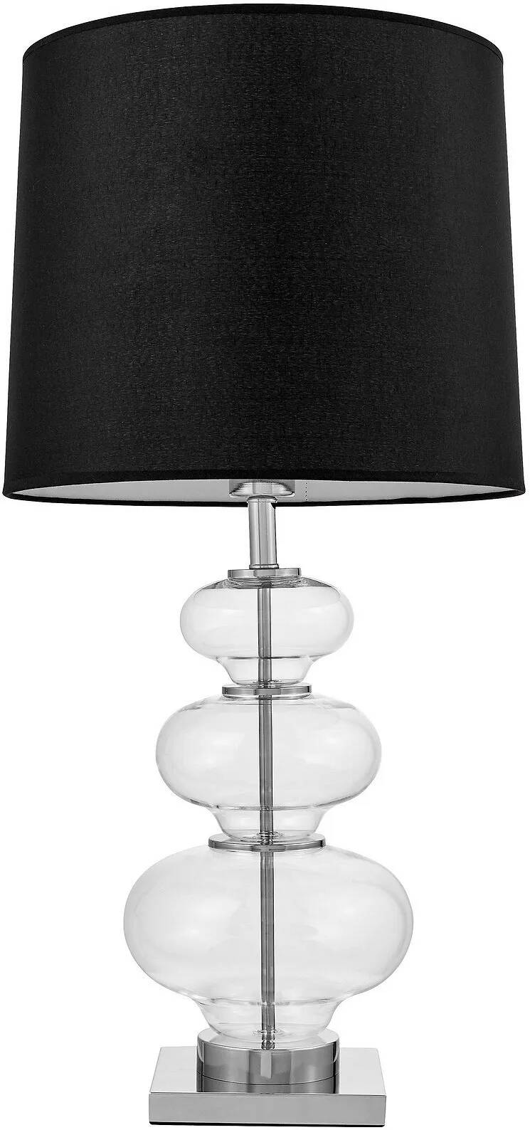 Lampe de table en tissu noir et verre transparent
