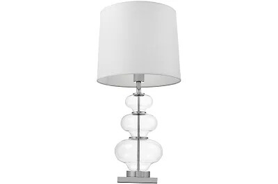 15230 - 167067 - Lampe de table en tissu blanc et verre transparent H71