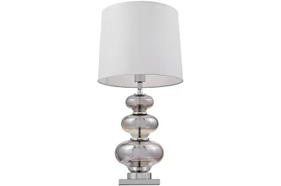 15232 - 167083 - Lampe de table en tissu blanc et verre argenté H71