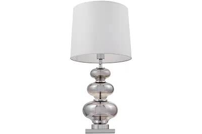 Lampe de table en tissu blanc et verre argenté