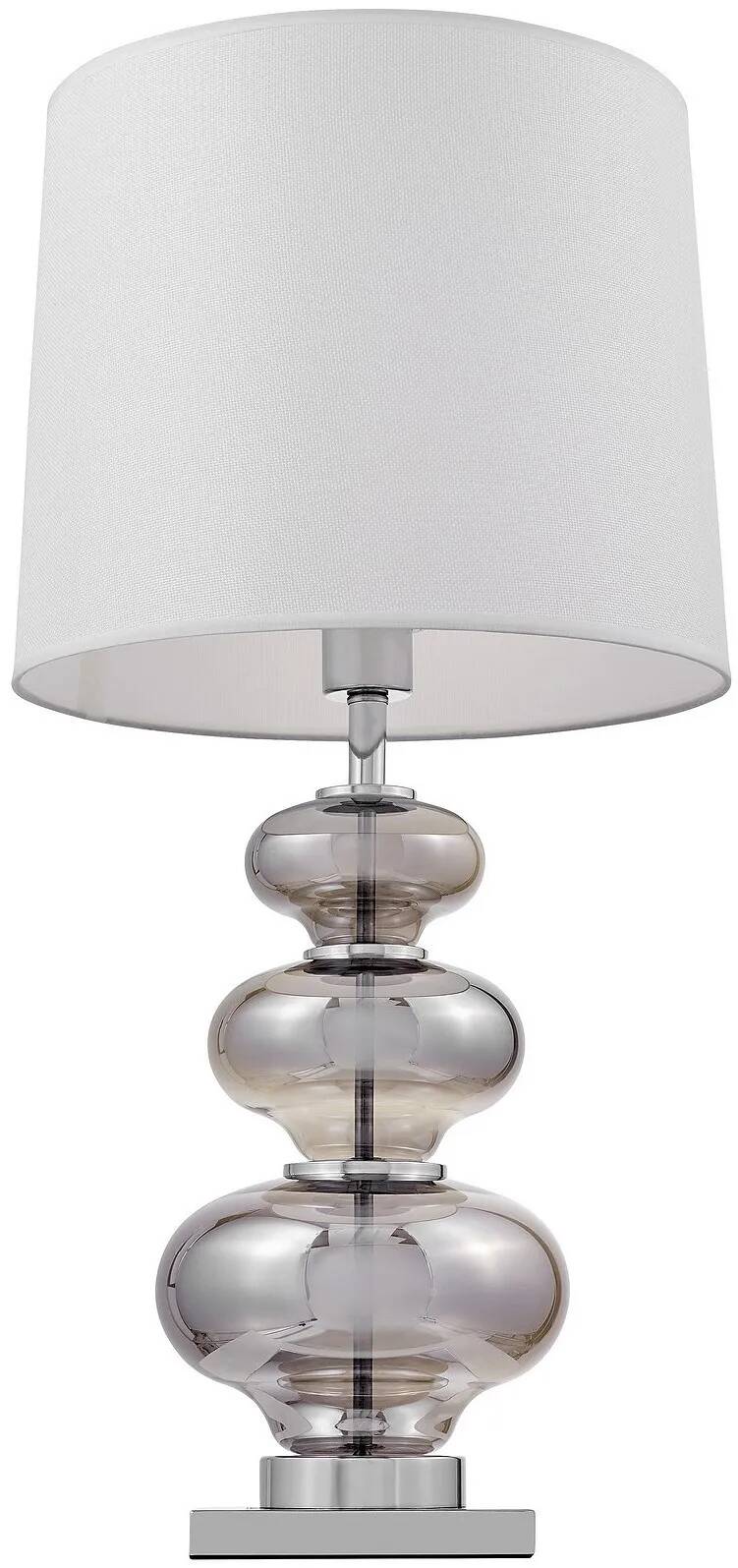 Lampe de table en tissu blanc et verre argenté