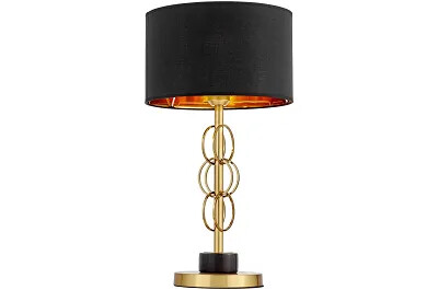 15234 - 167128 - Lampe de table en tissu noir et doré et métal doré H56