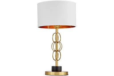 15240 - 167137 - Lampe de table en tissu blanc et doré et métal doré H56