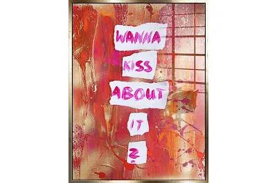 Tableau acrylique Wanna Kiss doré antique