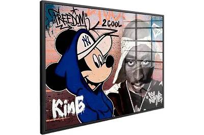Tableau acrylique Mickey & Tupac noir