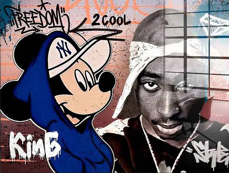 Tableau acrylique Mickey & Tupac