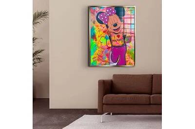 Tableau acrylique Minnie Loves Mickey doré antique