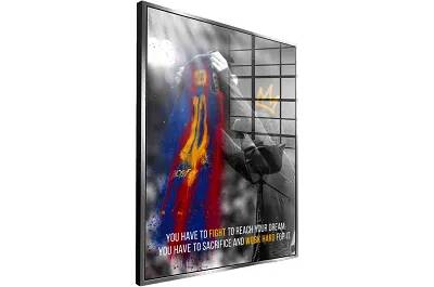Tableau acrylique Lionel Messi argent antique