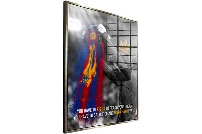 Tableau acrylique Lionel Messi doré antique