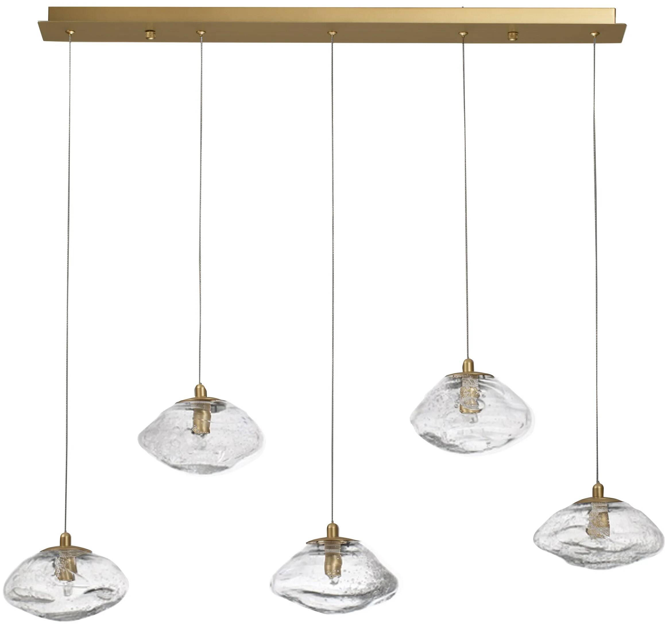 Lampe suspension à LED en verre et métal doré L80