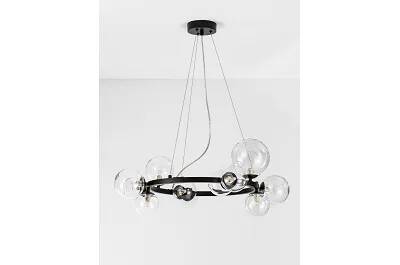 Lampe suspension à LED en verre et métal noir mat Ø65