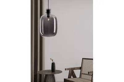 Lampe suspension à LED en verre fumé et métal noir Ø30