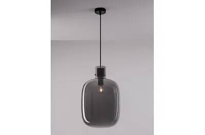 Lampe suspension à LED en verre fumé et métal noir Ø30