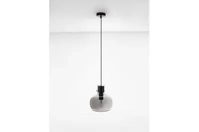 Lampe suspension à LED en verre fumé et métal noir Ø22