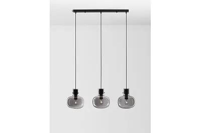 Lampe suspension à LED en verre fumé et métal noir L86