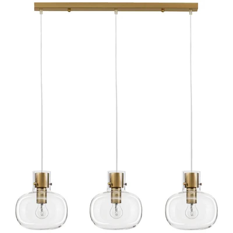 Lampe suspension à LED en verre et métal doré L86
