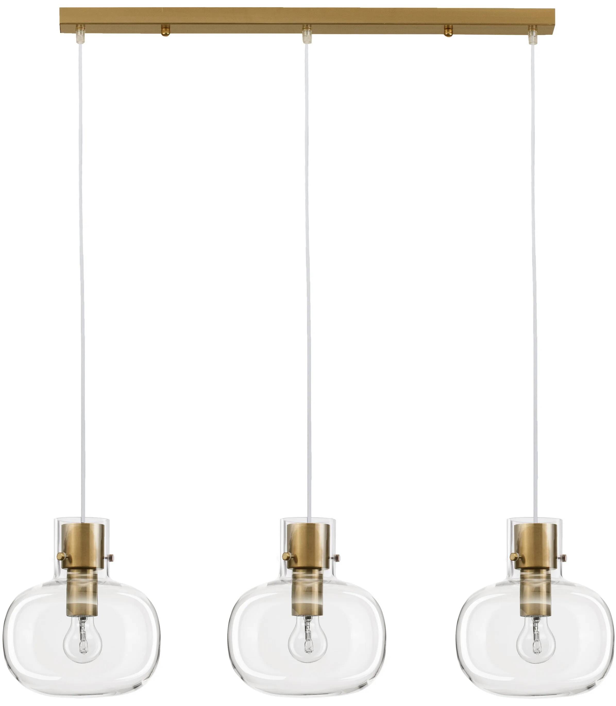 Lampe suspension à LED en verre et métal doré L86