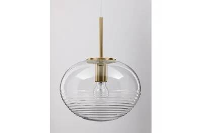Lampe suspension à LED en verre et métal doré Ø28