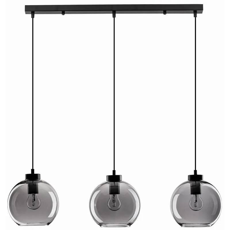 Lampe suspension à LED en verre fumé et métal noir L84