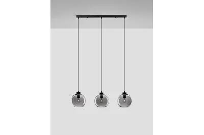 Lampe suspension à LED en verre fumé et métal noir L84