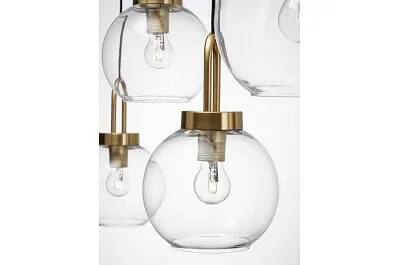Lampe suspension à LED en verre et métal doré L97
