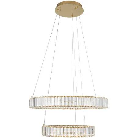 Lampe suspension à LED en cristal et métal doré Ø60
