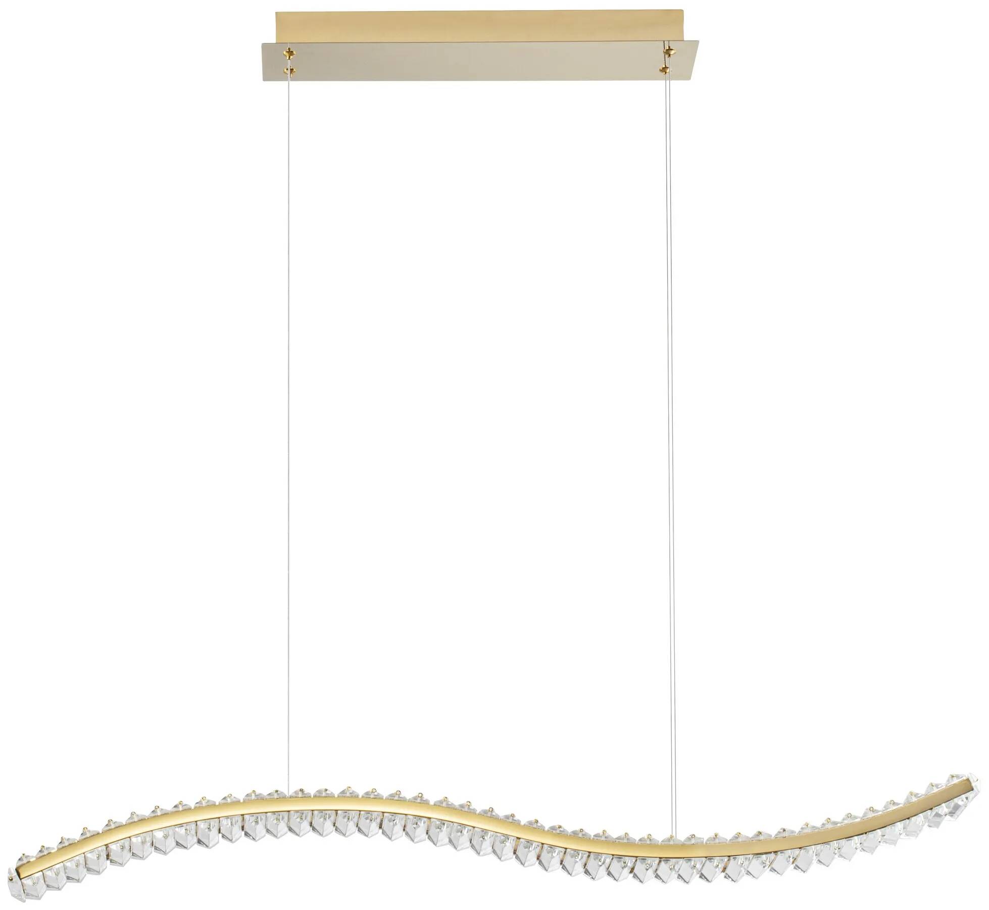 Lampe suspension à LED en cristal et métal doré L100