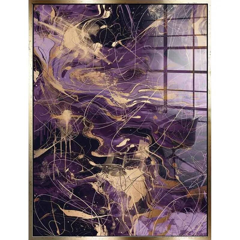 Tableau acrylique Purple Storm doré antique
