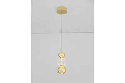 Lampe suspension à LED en verre et aluminium doré Ø14