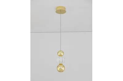 Lampe suspension à LED en verre et aluminium doré Ø14