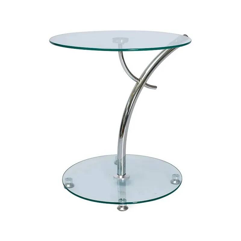Table d'appoint design en verre et métal chromé