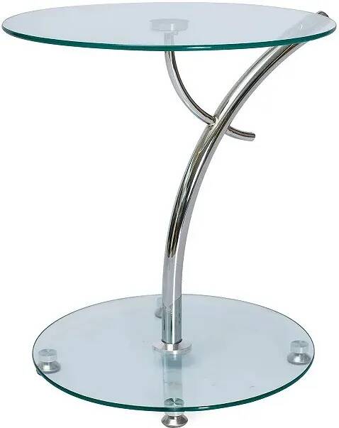 Table d'appoint design en verre et métal chromé