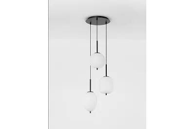 Lampe suspension à LED en verre blanc et métal noir Ø30