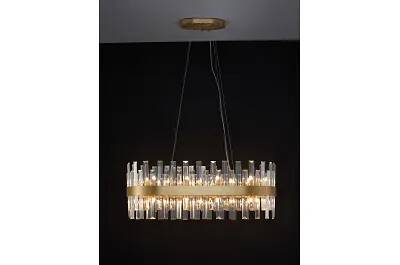 Lampe suspension à LED en cristal et métal doré L100