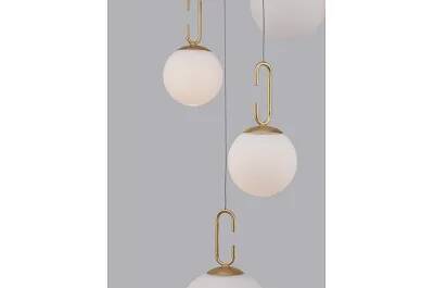 Lampe suspension à LED en verre blanc et métal doré Ø42